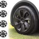 Wheel Cover 19 Inch for Tesla Model Y 2021 2022 2023 2024 ABS Hubcapsr 4 Pcs Replacement Wheel Cover (Matte Black)