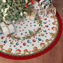 XCHI Red Gingerbread Man Snowman Christmas Tree Skirt Christmas Party Decorations for Home Xmas Holiday Winter Indoor Decro 48 Inch