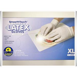 Disposable XL-Large Latex Gloves, LAT104 Powdered, Smooth Touch, Food Service Grade, Non-Sterile [100PCS/Pack]
