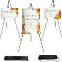 JEAWIWI 3PCS Black Easel Stand for Wedding Sign Stand, 66 Inch Lightweight Adjustable Art Easel for Display, Wedding Sign, Poster, Black Metal Easel with Portable Bags