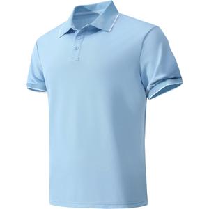 Men's Quick-Dry Active Polo Shirts for Golf & Tennis Short Sleeve Lightweight Tactical Shirt (Small, Blue)