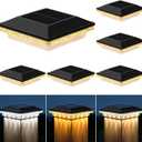 Brightever 4x4 Solar Post Cap Lights Outdoor with 3 Lighting Modes, 6-Pack Solar Powered Fence Post Lights Waterproof Fits Wooden/Vinyl Posts, Solar Deck Post Lights for Garden Patio Porch, Black