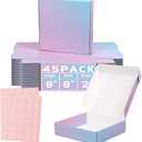 Purple Small Shipping Boxes, 45 Pack 8x8x2 Inch Cardboard Boxes, Mailing Shipping Boxes for Small Business