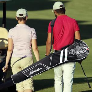 Golf Carry Bag Clubs Case Foldable Zippered Thicker Tough Lightweight Portable Waterproof Black Sunday Bag Spider Pattern