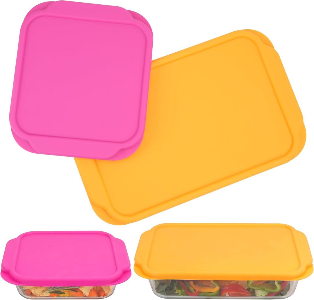 Silicone Lids for Pyrex 222233222-D233-D Glass Baking Dish, 2 Pack Silicone Lid for Pyrex Glass Dish, Dishwasher & Freezer & Microwave Safe (Baking Dish Not included)