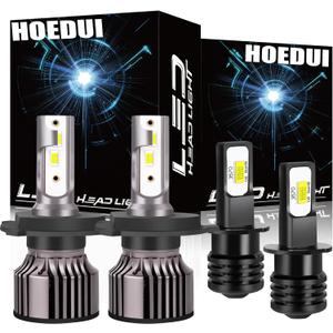 Fit For Honda Pilot 2003-2005 Headlight Bulbs, 9003/H4 High/Low Beam and H3 Fog Bulbs Combo Light Bulbs with Fan, Plug and Play, 6000K Cool White, 500% Super Bright, IP68, Pack of 4