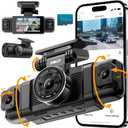 IIWEY N5 4 Channel Dash Cam 360° View, 1080P Front and Rear Inside, Left Right Dash Camera for Cars, 8 IR Lamps Night Vision, 5G WiFi & APP Control, G-Sensor, Parking Mode, with a Free 128GB SD Card