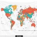 Capsceoll Large Map Tapestry, Camping World Map Colorful World Map Indoor Wall Art Wall Decorations for Living Room Wall Decor Bedroom Luck Wall Decor College Decor 80" L X 60" W,White Orange