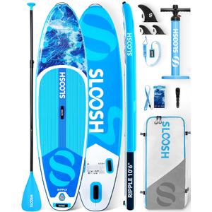 SLOOSH Inflatable Stand Up Paddle Board, 10'6" Paddle Boards with Premium Accessories, Non-Slip EVA Deck, Ultra-Light Carry Bag Pump, Ripple SUP for Youth & Adults of All Skill Levels