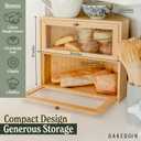 Corner Bread Box for Kitchen Countertop - New 2026 Design, Vintage Bamboo Wooden BreadBox, Large, Double Layer Storage for Homemade Bread, Sourdough, Panera, Under Cabinet Organizer