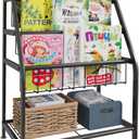 Aboxoo Kids Bookshelf Todder Freestanding for Children Room 18 inches Small Toddler Bookcase Toy Organizer Play Black Stable Bookcase Bookstore Library Book Unit Storage for Small Place, Black