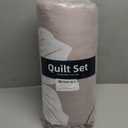 DJY 3-Piece Quilt Set - California King Taupe Boho Floral Pattern Quilt Coverlet Set with 2 Pillow Shams - Lightweight Bedding for Adults (Taupe, 106"x96")