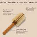 Boar Bristle Round Brush for Blow out with Cleaner Tool for Fine Hair, Blonde Bristles with Cork Handle, 2.8'' Barrel Large Round Boar Bristle Hair Brush for Blow Drying, Add Volume & Shine for Women