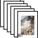 Fxojyvo A2 Frame Set of 6, Display Poster A3 with Mat or A2 Without Mat, Light Weight and High Transparent Picture 16.5x23.4 Frame for Wall - 6 Pack/Black