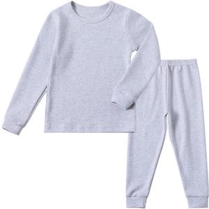 Kids Winter Thermal Underwear Long Johns Set Toddler Little Boys Girls Pajamas Warm Base Layer Set (3-8Years) (Gray)