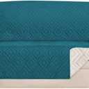 H.VERSAILTEX Reversible Loveseat Cover Furniture Protector Anti-Slip Water Resistant 2" Elastic Straps Couch Covers Pets Kids Fit Sitting Width Up to 46"(Love Seat: 75" x 90", Dark Teal/Beige)