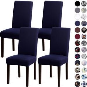 Sufdari Dining Chair Covers,Kitchen Chair Cover,Parsons Chair Slipcover,Spandex Chair Protectors for Dining Room Stretch Chairs Cover Set of 4 -Navy Blue