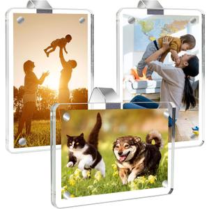 3 Pack Car Picture Holder-Clear Acrylic Sun Visor Photo Clip & Magnetic Frame, Car Sunshade Photo Frame,Personalized Car Picture Frame, Suitable for Adding Family or Personal Photos