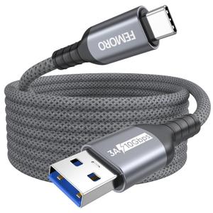 USB C Data Cable 15ft Long, USB 3.2 Gen 2 A to Type-C 10Gbps High Speed Data Transfer & 3A Fast Charging Alum Shell Braided Cord for Galaxy S26/S25, iPhone 17/16/15, Xbox/PS5, Tablet, Dashcam and More