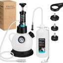 DURATECH 2L Manual Brake Bleeder Kit with 3 Master Cylinder Adapters, One Person Brake Fluid Pressure Bleeder with 1L Refilling Bottle, Large Capacity, Compatible with Most Vehicles