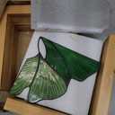 Maitys Ginkgo Leaf Bookends with Oak Wood Base Stained Glass Novelty Bookends Organizer Cute Book Ends for Shelves Desks Libraries Book Lover Gift (Green)
