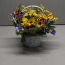 Eksen Artificial Flowers in Basket Vase with Lights, Faux Floral Arrangement for Table,Home Kitchen Centerpieces Party Decor
