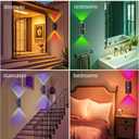 LED Wireless Wall Sconce with 7 Colors Changing, Motion Sensor Light Indoor, 1500mAh Rechargeable Battery Operated Wall Sconces for Bedroom Bedside Hallway Courtyard Doorway (Black)