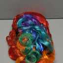 Rainbow Wig with 2 Curly Ponytails Long Curly Cosplay Wig Detachable Pigtails Wigs for Women Halloween Costume Party