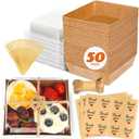 50Pcs Small Kraft Charcuterie Boxes with Clear Lids - Paper Mini Appetizer Plates for Sandwich, Cookie, Sushi, Cake Slice, and Strawberries