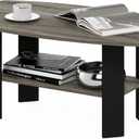 Furinno Simple Design Coffee Table, French Oak Grey/Black