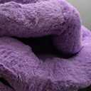 Human Dog Bed, 71''x45''x12'' Size Fits You and Pets, Washable Faux Fur Pet Bed for People Doze Off, Napping Orthopedic Dog Bed, Present Plump Pillow, Blanket, Strap - Purple