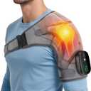 Heated Shoulder Wrap with Massage, Shoulder Heating Pad for Rotator Cuff Frozen Shoulder, Cordless Shoulder Heating Pads Shoulder Massager with Heat (Pure Grey)