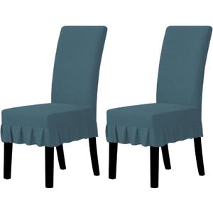 Easy-Going Dining Chair Covers Stretch Parsons Chair Slipcover with Skirt Chair Covers for Dining Room Restaurant Banquet (2 PCS, Bluestone)