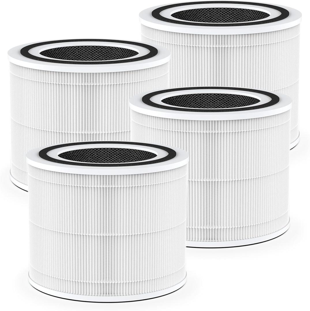 4-pack 240 Replacement Filter Compatible with Puro 240 Air Purifier, 3-in-1 True HEPA Filter with Activated Carbon, Filters 99.9% of Pollen, Dust, Pet Dander, Smoke, Odors