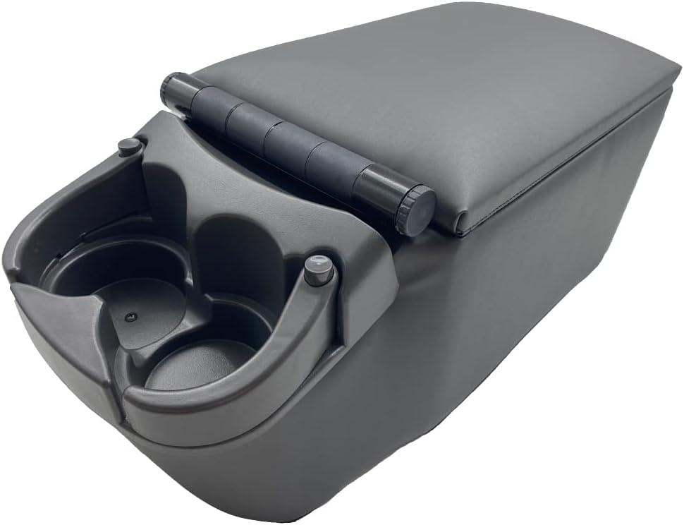 MOOSUN Universal Truck Seat/Bench Contractor Center Console Business Organizer and Storage with Adjustable Cup Holders, Clip Board, and Padded Top Lid for Armrest, Grey (Gray)