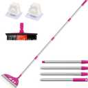 AIr Broom Sweeper, Multifunction Replaceable Silicone Broom, Household Squeegee for Floor Cleaning, Bathroom, Pet Hair, Dog Broom Brush Set (Bright Pink)