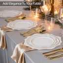 60PCS White Plastic Plates with Gold Rim, Disposable Heavy Duty Plastic Plate, Fancy 30 Dinner and 30 Dessert Plates for Party and Wedding
