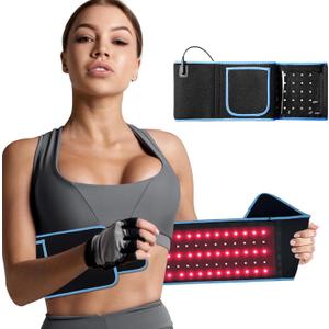 Red Light Infrared Therapy Belt: Pain Relief Device LED Red Light Therapy Lamp Near Body Large Pad Wrap with Timer Control for Back Shoulder Waist Muscle Black