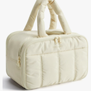 Travel Toiletry Bag Puffy Large Lightweight Cosmetic Makeup Organizer with Handle for Women Accessories Essentials Toiletries Milk White