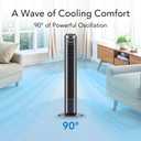 Comfort Zone 32-Inch Oscillating Tower Fan Ultra-Slim Bladeless Design with 3 Speeds, 90 Wide Oscillation & Built-in Carry Handle Quiet Portable Standing Fan for Bedroom, Home, or Office, Black
