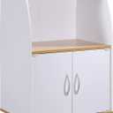 Hodedah Mini Microwave Cart with Two Doors and Shelf for Storage, White