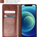 for iPhone 17 Air Wallet Case, Genuine Leather Flip Folio Cover with RFID Blocking Card Holder & Kickstand, [Shockproof TPU Inner Shell] for iPhone 17 Air, Brown