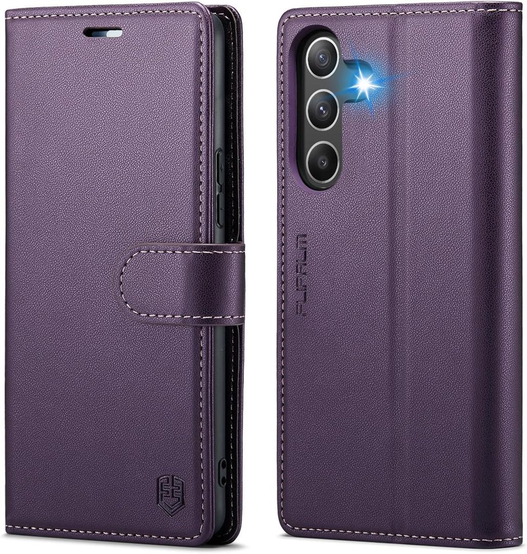 for Samsung Galaxy A25 5G Wallet Case with RFID Blocking Credit Card Holder, PU Leather Folio Flip Kickstand Protective Shockproof Cover Women Men for Samsung A25 Phone Case (Purple)
