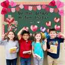 74 Pcs Valentines Christian Bulletin Board Decoration, We Love Because He First Loved US 1 John 4:19 Bible Verse with Pink Heart Cross Cutouts Honeycombs for Sunday School Church Classroom