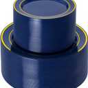 NOCCUR 200PCS Navy Blue Plastic Plates for 100 Guests - Include 100PCS 10" Dinner/ 100PCS 7" Dessert Disposable Plates Heavy Duty - Ideal for Party/Christmas/Hanukkah