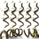 5 Pcs Artificial Bendable Tree Branches for Decoration 30in Fake Trunk Garland Twigs Leaves Cherry Blossom Grape Vines for Wall Hanging Front Door Reptile Habitat Decoration (Natural Style)