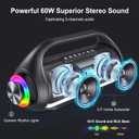 HWWR Portable Bluetooth Speaker with 2 Wireless Microphones, IPX5 Waterproof Speakers with Deep Bass & LED Lights, Loud Stereo Portable Speaker for Outdoor Indoor Home Parties Hiking Camping