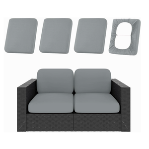 hyha 4Pcs Patio Cushion Covers, Stretch Outdoor Couch Cushion Covers Replacement, Washable Outdoor Chair/Sofa Slipcovers for Patio Furniture Cushions Protector with Elastic Bottom(Gray,Cover Only)
