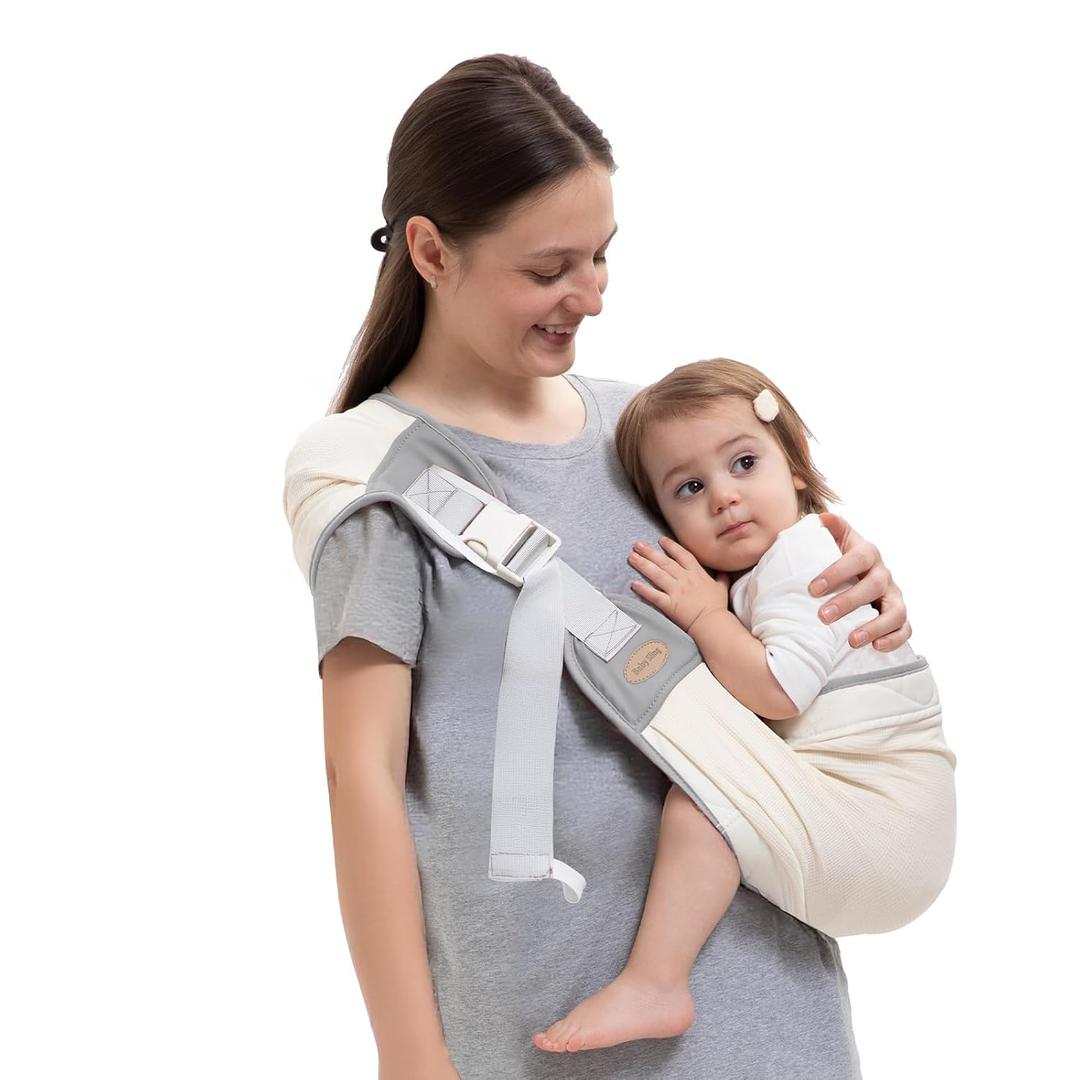 Baby Carrier Newborn to Toddler, Baby Sling Carrier, Toddler Carrier 25-60 lbs with Adjustable Straps, Soft Padded Edges, Lightweight and Travel-Friendly Newborn Baby Carrier (Gray)