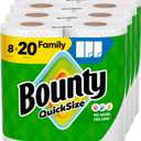 Bounty Quick Size Paper Towels, White, 8 Family Rolls = 20 Regular Rolls (Packaging May Vary) (107 sheet (Pack of 8))